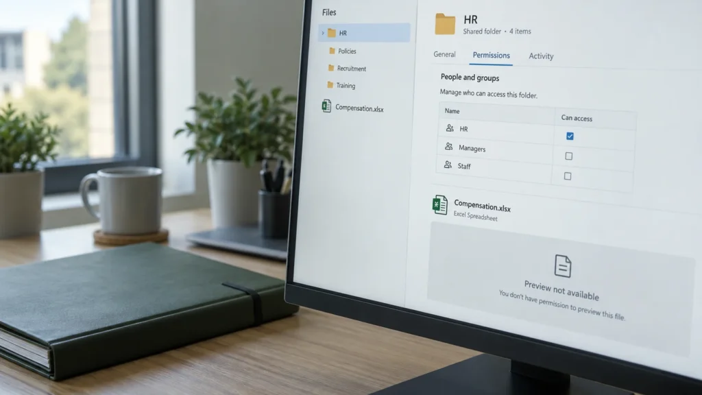 Beispielhafte Zugriffsprüfung für einen Personalordner am Monitor.